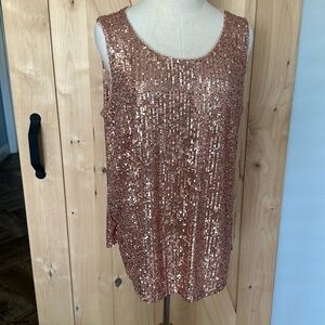 DKNY Rose Sequin Top Blouse L